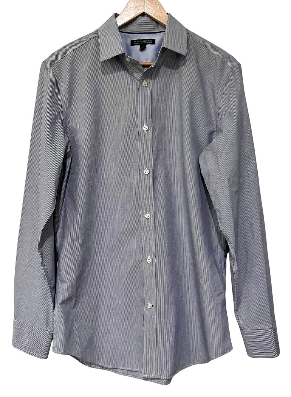 Banana Republic Non-Iron Tailored Slim Fit Shirt Mens Medium Blue Striped Cotton